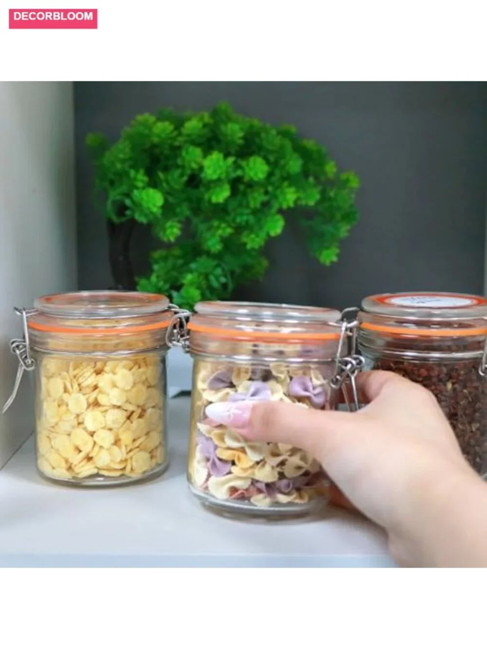 Set of 6 Airtight Glass Jars with Lids, 8oz Kitchen Canisters for Spice, Flour,